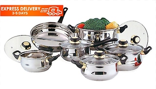 12-Piece Stainless Steel Pot & Pan Set