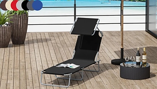 1 or 2-Pack of Outsunny Folding Sun Loungers with Sun Shades - 7 Colou ...