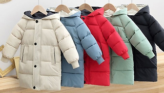 Kids Long Hooded Winter Parka Coat - 8 Colours & 6 Sizes