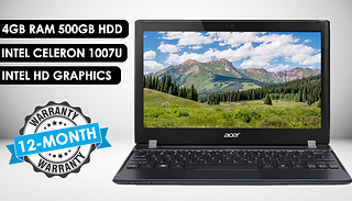 Acer TravelMate B113 11.5-Inch Celeron Laptop 4GB RAM 500GB HDD