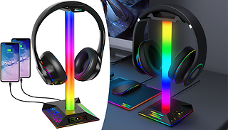LED Headset Stand with 2 USB Ports