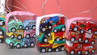 6-Piece Pull-Back Toy Car Set With Storage Bag - 3 Options