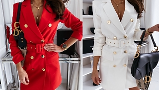 Button-Up Blazer Dress - 4 Colours, 5 Sizes 