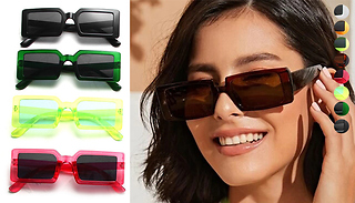 Rectangle Retro-Style Wide Frame Sunglasses - 8 Styles