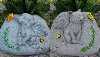 Pet Angel Wings Memorial Stone Planter - For Dog or Cat