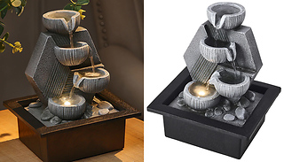 Resin LED Light-Up 4-Tier Bowl Garden Water Feature