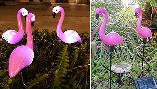 1 or 3 Solar Outdoor Flamingo Stake Lights