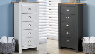 Camden 5-Drawer Tall Furniture Storage Chest - 2 Colours