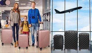 Set of 3 Hard Shell 4-Wheel Suitcases! - 2 Styles, 3 Colours