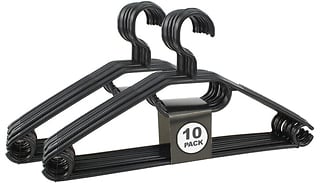 40, 60, 80 or 100 Black Plastic Clothes Hangers