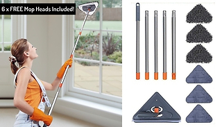 Faboer Adjustable Triangle Cleaning Mop - With 6 FREE Mop Heads!
