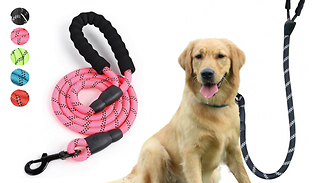 Reflective Rope Dog Leash with Foam Handle - 5 Colours