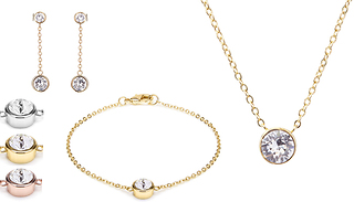 Gold Plated Luxury Jewellery Crystal Set - 3 Colours