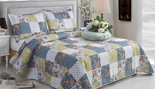 3-Piece Double King Quilted Bedspread & Pillow Shams Set - 28 Designs 