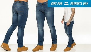 Men's Enzo Slim Fit Stretch Denim Jeans in Mid Wash - 28 Sizes