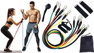 11-Piece Fitness Resistance Band Exercise Set 