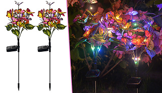 2x Solar Powered Butterfly Garden Stake Lights