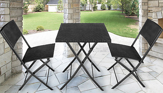 3-Piece Rattan Bistro Table & Chairs Set - 2 Colours