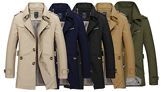 Men's Button Up Trench Coat - 5 Colours & 7 Sizes