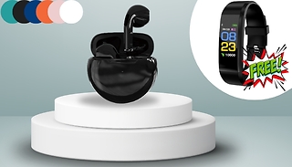 Pro 6 Wireless Earbuds & Charging Case + FREE Smart Fitness Watch! - W ...