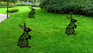 Floral Rabbit Silhouette Garden Ornament - 1, 2 or 4 Rabbits