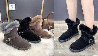Buckle Decor Slip On Snow Boots - 5 Sizes & 3 Colours