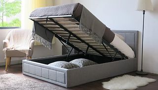 Linen Upholstered Double Ottoman Lift Up Bed 