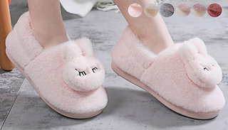 Sleeping Bunny Fluffy Winter Slippers - 6 Colours & 3 Sizes