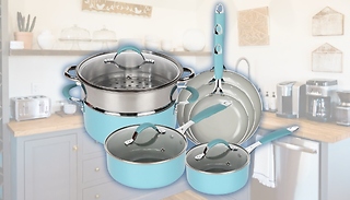 Blue & Dove Grey Induction 10-Piece Cookware Set