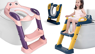 Kid's Foldable Toilet Training Seat with Ladder - 2 Colours