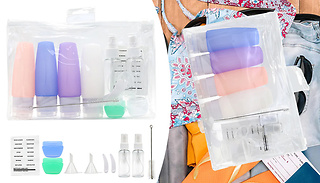 Set of 14 Silicone Leakproof Toiletry Travel Bottles