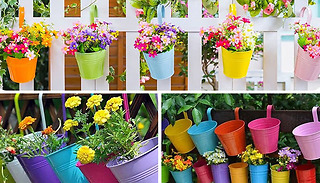 Multicolour Metal Hanging Flower Pots - 5 or 10 Pots