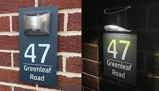 Weatherproof Personalised Grey Door Sign with Solar Light!