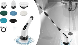 Telescopic Spin Scrubber Cleaning Brush - With 7 Interchangeable heads ...