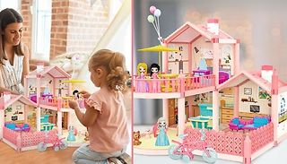 2-Story Pink Doll House Set 