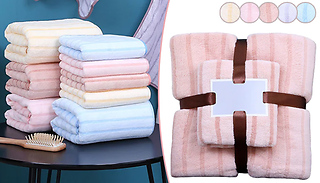 Super Soft Pastel Striped Hand & Bath Towel Set - 5 Colours
