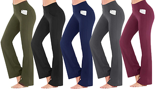 Women's High-Waisted Flared Yoga Pants - 5 Colours & 6 Sizes