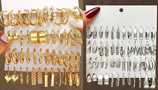 48-Piece Fashionable Earrings Set - Gold or Silver