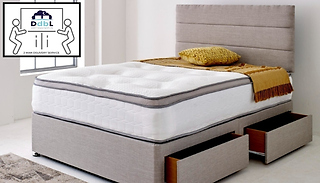 Divan Bed with Headboard & Pillowtop Mattress Set - 3 Drawer Options, ...