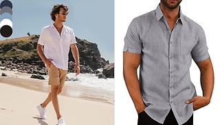Men's Short Sleeve Linen Shirt! - 5 Colours & 7 Sizes