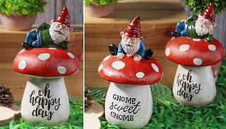 Solar Resin Garden Decorative Mushroom Gnomes - 2 Colours