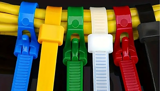 100-Pack of Reusable Nylon Cable Ties! - 3 Colours