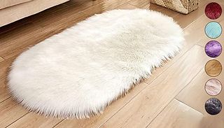 Oval Faux Fur Floor Rug - 7 Colours. 3 Sizes