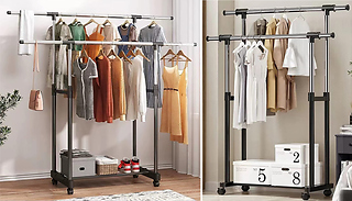 Double-Rail Adjustable Clothes Hanging Storage Rack