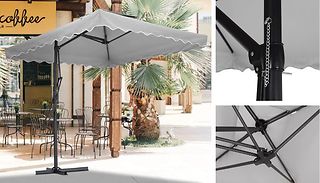 Square Parasol with Corrugated Edge & Cross Base 