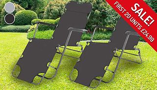 Pair of Garden Reclining Foldable Sun Loungers - 2 Colours