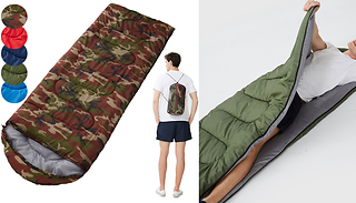 Adult Warm Portable Single Sleeping Bag - 3 Weights & 5 Colours