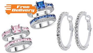 2.5ct Created Sapphire Ring with FREE Earrings in 2 Colours