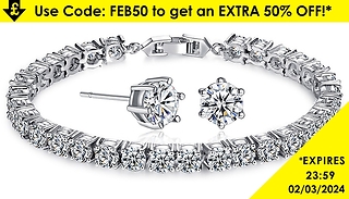7ct Simulated Sapphire Tennis Bracelet with FREE Earrings!