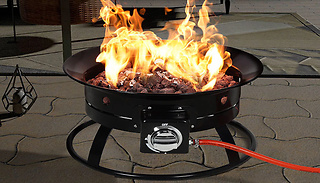 Portable Gas Fire Pit Bowl With Volcanic Rocks